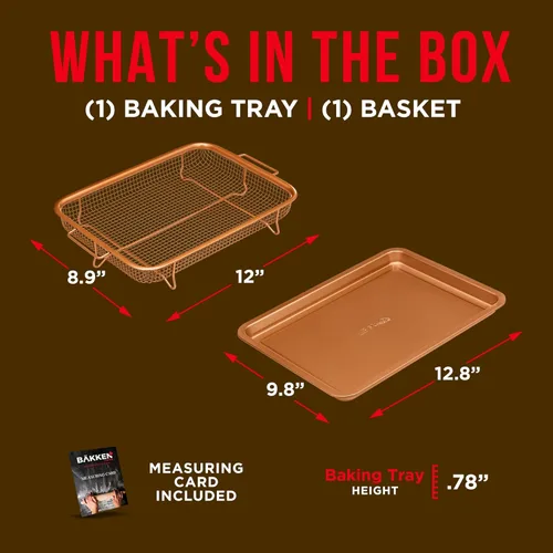 Miniatura 6 de Bakken Swiss - Bandeja para freidora de aire, 2 en 1, antiadherente, de cobre, con malla elevada, ideal para horno, para hornear y alimentos