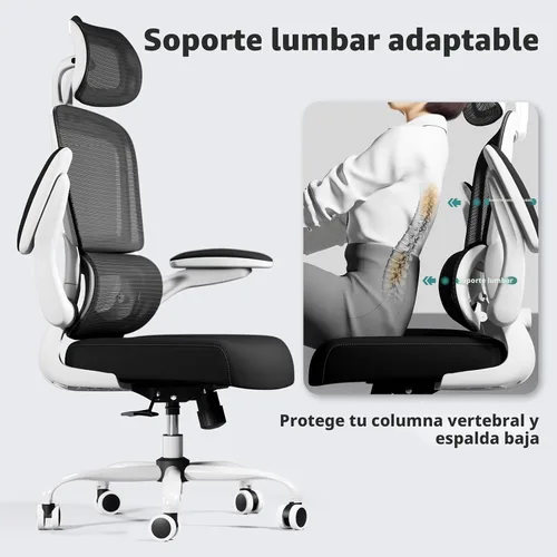 Miniatura 8 de TRALT Silla de oficina ergonómica, silla de escritorio de malla para el hogar de 330 libras, sillas de escritorio de oficina con ruedas, cómodas