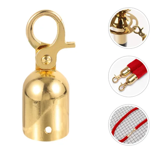 Miniatura 8 de Uonlytech Gancho de cuerda de terciopelo de repuesto de aleación de aluminio para control de multitudes, gancho de barrera de seguridad para Dorado