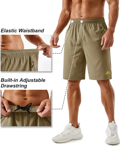 Miniatura 137 de TACVASEN Pantalones cortos deportivos para correr para hombre, 9 pulgadas, de secado rápido, pantalones cortos ligeros de verano, 3 bolsillos