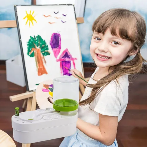 Miniatura 9 de Limpiador de pinceles de pintura mejorado 2025, taza de enjuague, circulación de agua, acuarela/aceite y herramienta de limpieza de pinceles