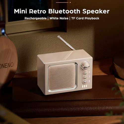 Miniatura 2 de Altavoz Bluetooth retro, mini altavoz Bluetooth inalámbrico portátil vintage con sonido de ruido blanco 5 W, sonido fuerte manos libres, llamada Rosa