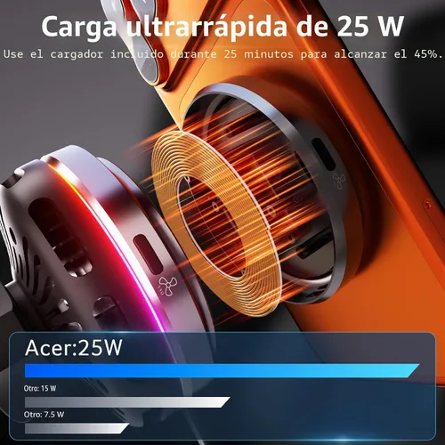 Miniatura 3 de Acer Gadget - Cargador de coche MagSafe de 25 W, cargador inalámbrico de coche con ventilador de refrigeración y luz de fondo, soporte de teléfono