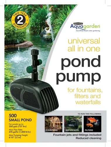 Miniatura 2 de Pennington Aquagarden - Bomba de agua y estanque sumergible universal 500 todo en uno, adecuada para fuentes, filtros, cascadas, hidroponía