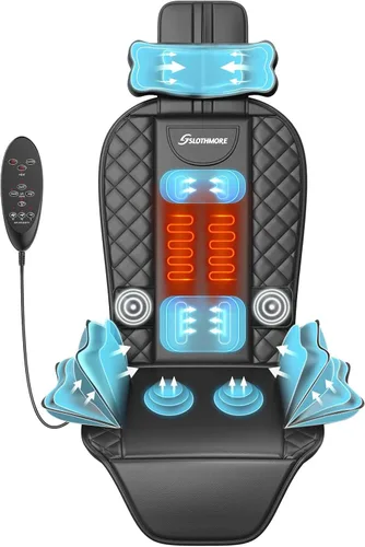 Masajeador de espalda con calor, tracción y vibración, almohadilla masajeadora de asiento para aliviar el dolor de tejido profundo, tracción lumbar,