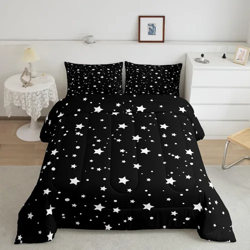 Juego de edredón de cielo estrellado, tamaño King, juego de ropa de cama con estrellas y galaxias para niños y niñas, edredón de plumón del espacio