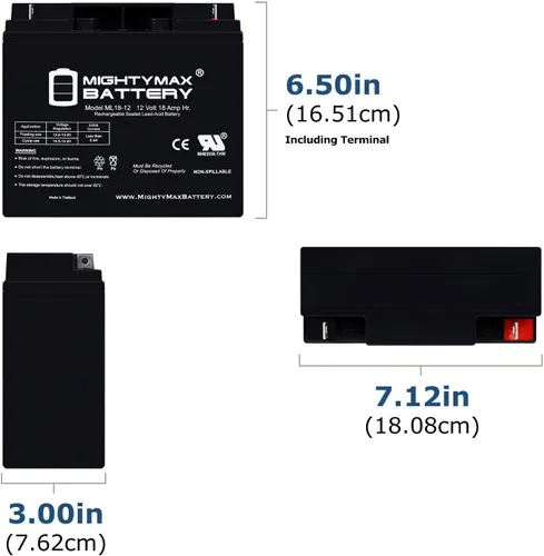 Miniatura 2 de Mighty Max Battery Batería de 12V 18AH SLA para Die Hard Portable Jump Starter 1150