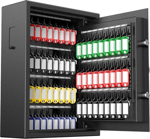 Miniatura 8 de Uniclife Caja de Llaves de 71 Posiciones, Caja de Bloqueo de Llaves de Pared con Código y Cerradura de Llaves, Gabinete de Llaves con Huella