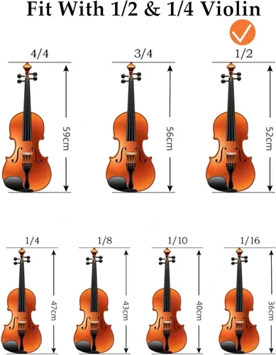 Miniatura 5 de SUEWIO Reposapiés para violín para 1/2 tamaño, soporte de hombro ajustable para violín para niños principiantes con cómoda almohadilla de espuma
