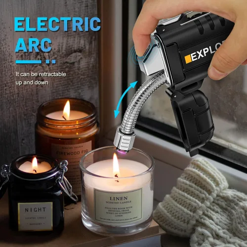 Miniatura 4 de Lafagiet Encendedor recargable USB C, cuello flexible de 360°, a prueba de viento y agua, encendedores de arco eléctrico para velas, camping F37-BK