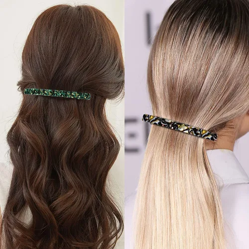 Miniatura 5 de HYFEEL Pasadores franceses largos para mujer, cabello fino y grueso, pinzas grandes de 4 pulgadas para cola de caballo, accesorios elegantes