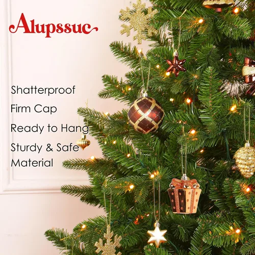 Miniatura 7 de Alupssuc Juego de 82 bolas de Navidad, encantador juego de regalo clásico, decoración de plástico inastillable para árbol de Navidad, vacaciones