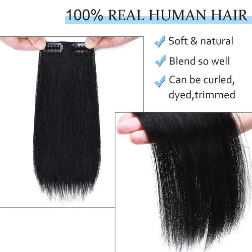 Miniatura 4 de SEGO 2 extensiones de cabello corto con clip de 4 pulgadas, 0.56 oz, 100% cabello humano para mujeres con cabello adelgazante que añade volumen