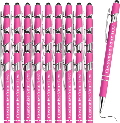 Miniatura 36 de Hasta 500 bolígrafos personalizados a granel con lápiz capacitivo, grabado, juego de bolígrafos con tu nombre, texto para mujeres de negocios