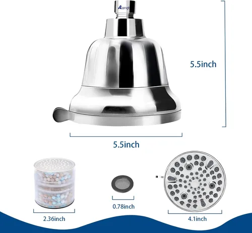 Miniatura 8 de Cabezal de ducha filtrado, cabezal de ducha suavizante de agua, filtro de ducha para eliminar agua dura, reduce las impurezas, cloro y sustancias