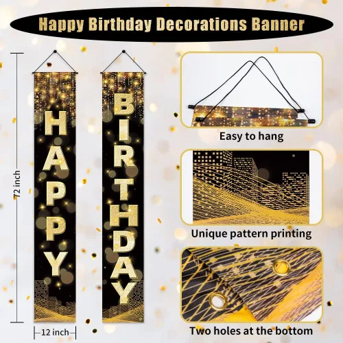 Miniatura 4 de Cartel de decoración de cumpleaños, letrero de puerta de feliz cumpleaños para hombres, mujeres, niños y niñas, ideal para decoración de cumpleaños
