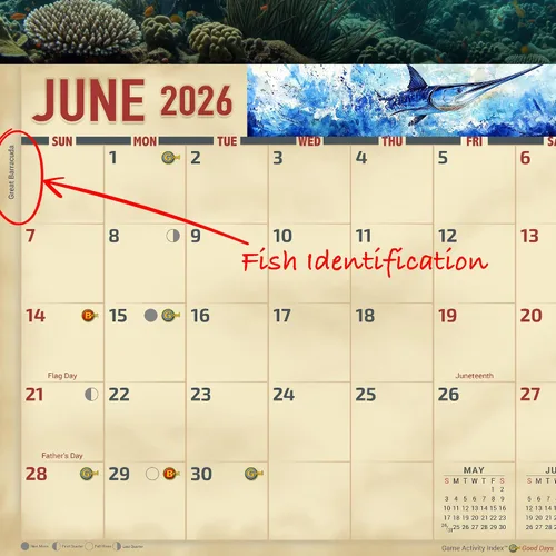 Miniatura 5 de The KING Company-Monster Calendars - Calendario de pared de pesca de agua salada 2026, tamaño XL, 14 x 22 pulgadas, calendario de pesca deportiva