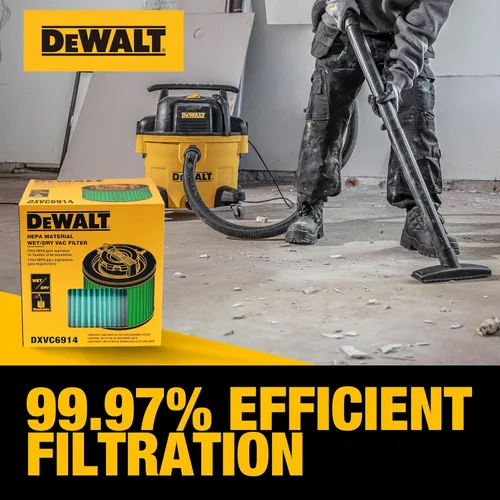 Miniatura 7 de DEWALT Filtro de vacío HEPA de repuesto DXVC6914, apto para aspiradora húmeda y seca de 6 a 16 galones, compatible con DXV06P, DXV09P, DXV09PA