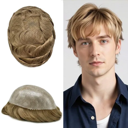Miniatura 13 de Toupee for Men Hair Piece Real Human Hair Full Poly Skin Mens Toupee Mens Hair System Injected PU Hair System Invisible Hairpiece for