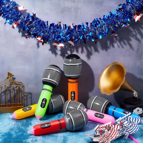 Miniatura 4 de Zhanmai 72 micrófonos inflables de colores surtidos, accesorios de micrófono inflables, juguetes de plástico para niños, concierto musical