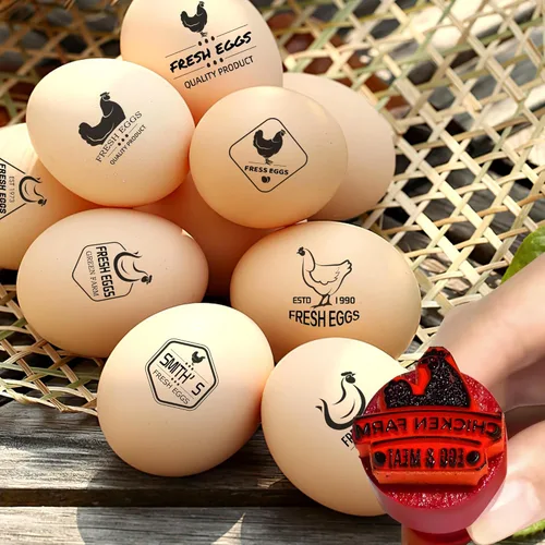 Sellos de huevos personalizados para huevos frescos, sello personalizado de huevo de pollo con nombre del logotipo, sello de huevo personalizado