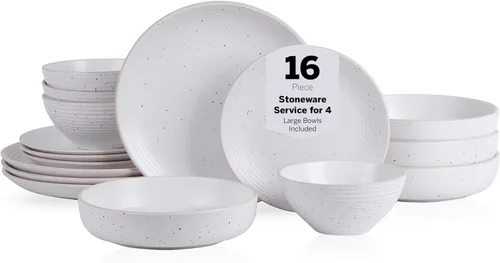 Miniatura 12 de Stone Lain Lauren - Vajilla moderna de cerámica de 16 piezas en color beige, juego de platos y tazones redondos, juego de vajilla para 4 personas