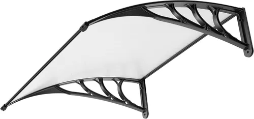 VivoHome Toldo de policarbonato transparente para puerta o ventana con soporte negro, 40 pulgadas x 40 pulgadas