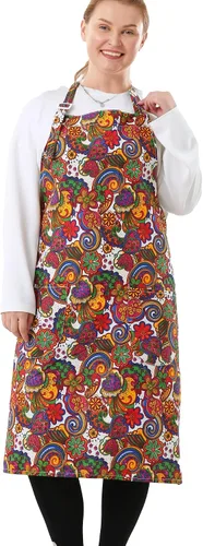 Miniatura 36 de Delantales de algodón y lino para hornear, talla grande, para mujer, con bolsillos, cocina