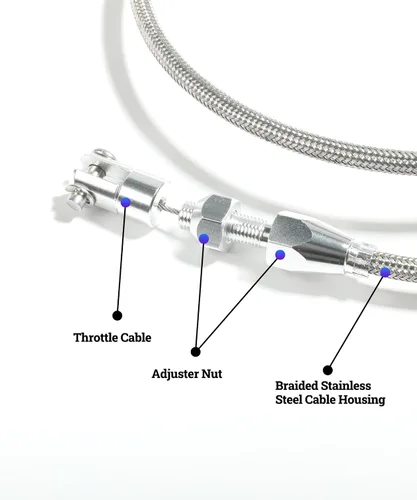 Miniatura 4 de Kit de cable del acelerador de 36 pulgadas, cable de acelerador trenzado para automóvil, kit de reparación de cable de acelerador trenzado de acero