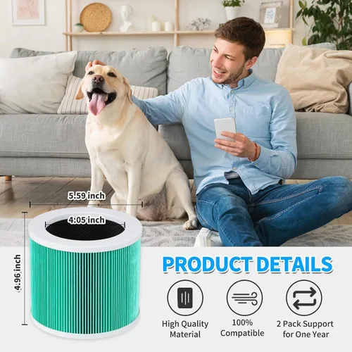 Miniatura 4 de KEEPOW HY1800 Filtro de repuesto para purificador de aire compatible con purificador de aire MORENTO/Loytio/AYAFATO/Honeyuan HY1800, paquete de 2