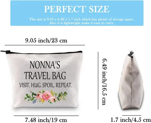 Miniatura 9 de GJTIM Nonna Regalo para abuela de nietos Nonna regalo de viaje abuela bolsa de maquillaje bolsa de maquillaje, Bolso beige, Talla única