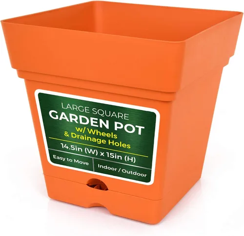 Miniatura 5 de Mintra Home - Maceta grande para jardín con ruedas, maceta de plástico ligera para plantas de interior y exterior, contenedor decorativo para porche