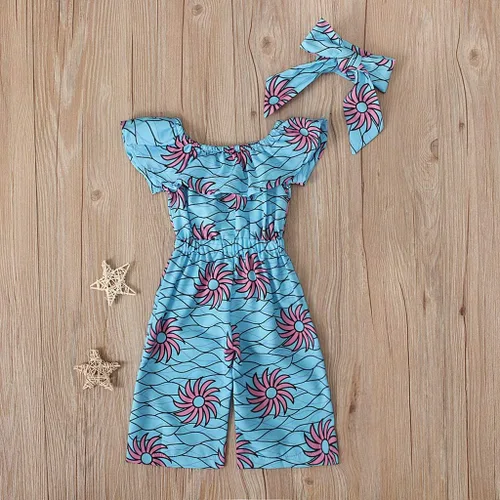Miniatura 4 de Enterizo Dashiki con hombros descubiertos y diadema para niñas africanas de 18 meses (azul, 3-6 meses), Azul
