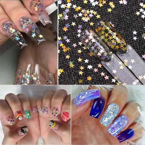 Miniatura 3 de EBANKU Star Glitter Confetti, 24 cajas de lentejuelas holográficas 3D láser arte de uñas escamas coloridas uñas purpurina manicura calcomanías