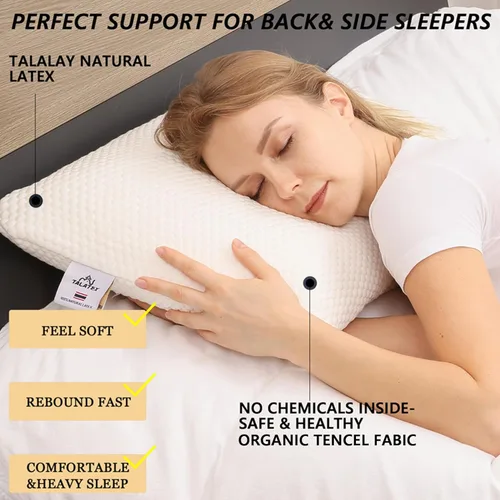 Miniatura 2 de Talalay - Almohada de látex 100 % natural de alta calidad, ayuda a aliviar la presión, sin productos químicos de espuma viscoelástica, paquete