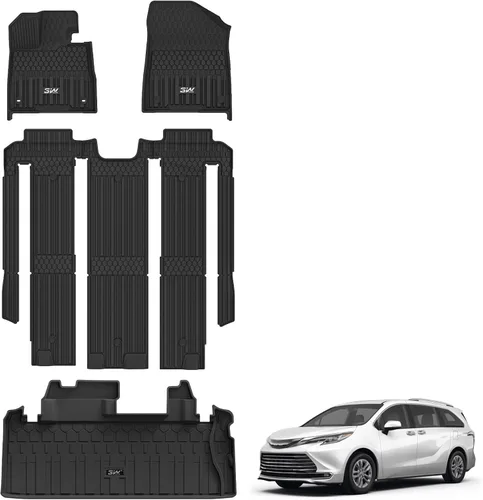 Miniatura 14 de Alfombrillas de Piso 3W Compatibles con Toyota Tundra 2014-2021 (Solo para Cabina CrewMax), Revestimiento de Piso de TPE para Todo Clima con Ajuste