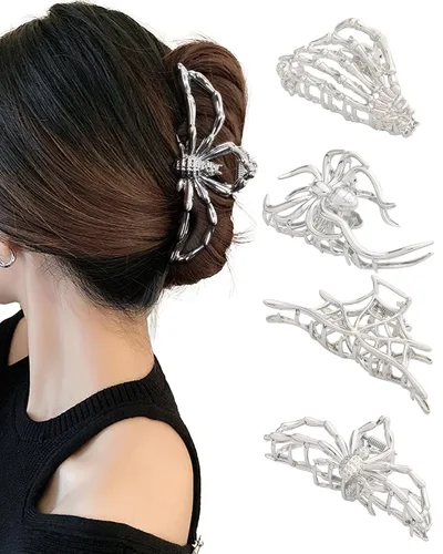Miniatura 8 de HAIMEIKANG 4 piezas de pinzas de pelo de metal - Pinzas grandes irregulares para mujeres, accesorios de peinado antideslizantes para cabello grueso