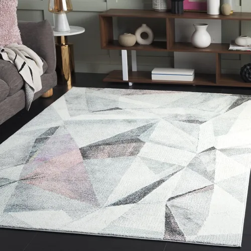 Miniatura 14 de SAFAVIEH Porcello Collection - Alfombra decorativa de 2 pies 3 pulgadas x 4 pies, gris claro y naranja, diseño abstracto moderno, no desprende