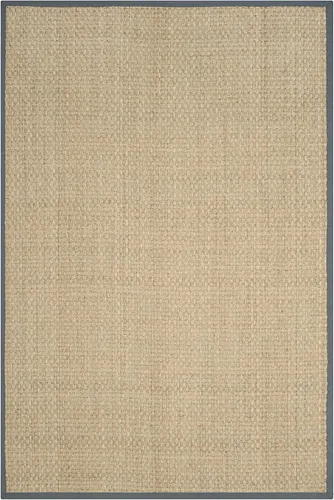 Miniatura 3 de SAFAVIEH Alfombra de Área 6x9 pies - Colección de Fibra Natural - Natural y Gris Oscuro, Hierba Marina, Patrón de Tejido de Canasta con Borde