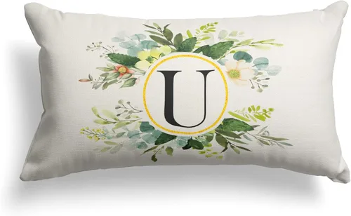 Miniatura 30 de Snycler Fundas de almohada con monograma de letra L, floral, 18 x 18 pulgadas, almohadas de primavera verdes, fundas decorativas de verano, Estilo L