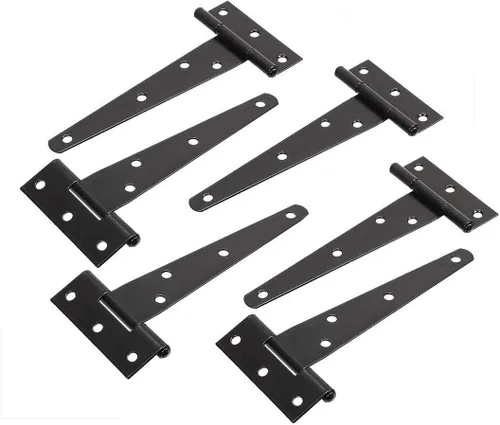 Miniatura 7 de TamBee 6 bisagras de puerta de granero ligeras de 4 pulgadas con correa en T para puerta de cobertizo, bisagra de madera para valla de patio