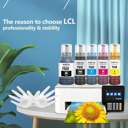 Miniatura 4 de LCL T512 - Botellas de repuesto de tinta para botellas de repuesto de tinta 512 compatibles con impresora Expression ET7700 ET-7700 ET7750 ET-7750