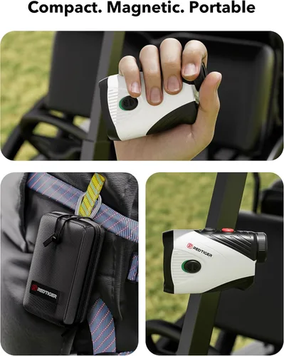 Miniatura 6 de REDTIGER Telémetro de golf con interruptor de pendiente, buscador de rango de 1200 yardas, aumento 7X, vibración de bloqueo de asta de bandera