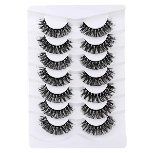 Miniatura 16 de Mebver Pestañas Pestañas postizas 8D Esponjosas Pestañas postizas Wispy de Visón Sintético Ligeras Pestañas postizas de Ojo de Gato Paquete de 7