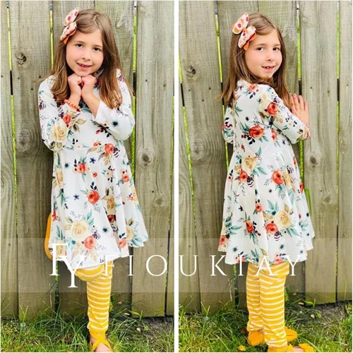 Miniatura 3 de Conjunto de ropa de otoño para niñas pequeñas, túnicas altas, leggings, ropa boutique