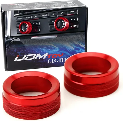 Miniatura 10 de iJDMTOY 2 cubiertas de anillo de aluminio deportivo azul con control de clima y radio para girador de volumen de radio compatibles con Porsche 2014