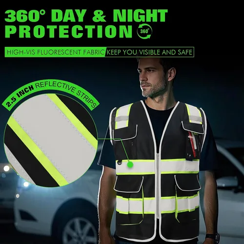 Miniatura 3 de BeautyWill Chaleco de Seguridad con Logo Personalizado Clase 2 Chaleco Reflectante de Alta Visibilidad Chaleco de Construcción Transpirable