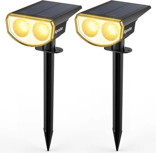 Miniatura 11 de Kyosho Luces solares para exteriores impermeables IP67, 38 luces LED solares para exteriores, foco de paisaje 2 en 1 con 3 modos para césped, Cálido