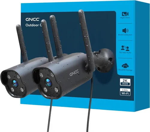 Miniatura 11 de GNCC Cámara de Seguridad 2K para Exteriores, IP65 Resistente a la Intemperie, Visión Nocturna, Detección de Movimiento y Sonido, Audio Negro-1p