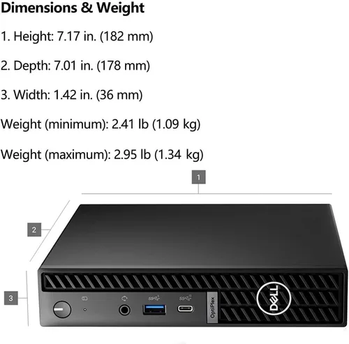 Miniatura 6 de Dell Mini computadoras de escritorio OptiPlex 7000, Pro Micro Desktop Business PC, Intel 6-Core i5-12400T, RAM DDR4 de 16 GB, SSD PCIe de 512 GB